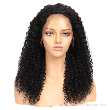 Kinky Curly Wigs Hair Brazilian Soft Swiss Lace Shiny Customized Color Long Wigs Lace Front